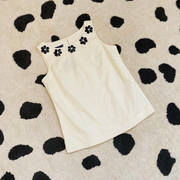 NWT Talbots RSVP $129 Women's Size 4 Small Ivory Black Floral Beaded Blouse Top - Picture 1 of 10